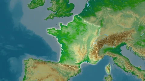 France map - glide. Glow. Physical. Stock Footage 176973260