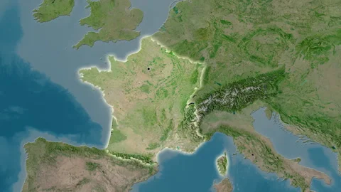 France map - glide. Glow. Satellite. Stock Footage 176972464