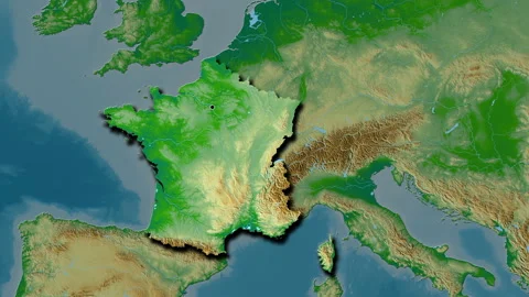 France map - glide. Shadow. Physical. Stock Footage 147138289