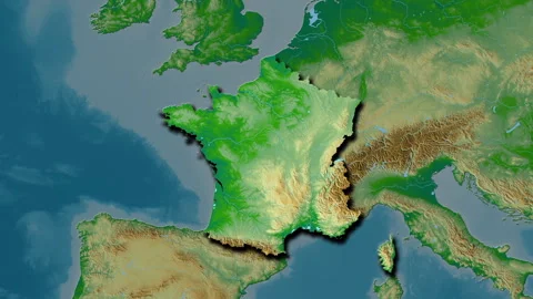 France map - glide. Shadow. Physical. Stock Footage 273586417