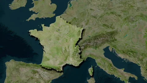 France map - glide. Shadow. Satellite. Stock Footage 147124864