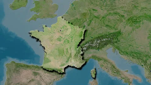 France map - glide. Shadow. Satellite. Stock Footage 147127334