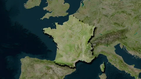 France map - glide. Shadow. Satellite. Stock Footage 273586357