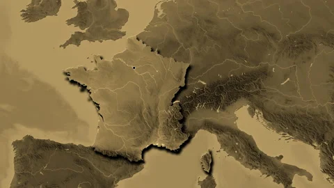 France map - glide. Shadow. Sepia. Stock Footage 147139827
