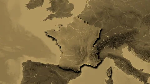 France map - glide. Shadow. Sepia. Stock Footage 273586463