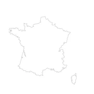 France map icon, outline style. france outline isolated on white background.  Stock Illustration