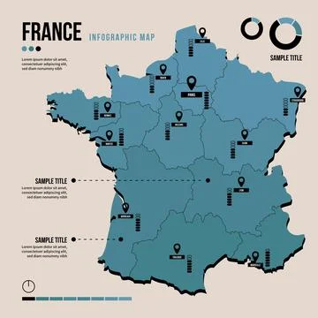 France map infographic in flat design Stock Illustration
