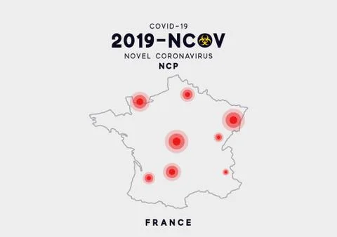 France Map infographics, Localization of the outbreak of Virus Covid 19. Nove Stock Illustration