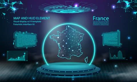 France map light connecting effect background. abstract digital technology .. Stock Illustration