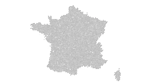 France map from particles, dots. Digital silhouette. Abstract animation bac.. Stock Footage 257023925