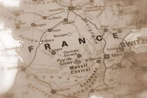 France on a map Stock Photos
