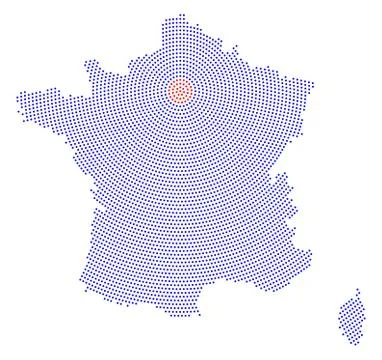 France map radial dot pattern Stock Illustration
