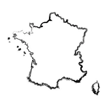France map silhouette Illustrazione stock