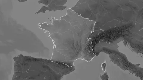 France map - solid. Border. Grayscale. Stock Footage 273586560