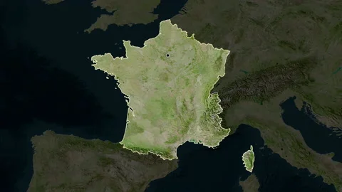 France map - solid. Border. Satellite. Stock Footage 147144606
