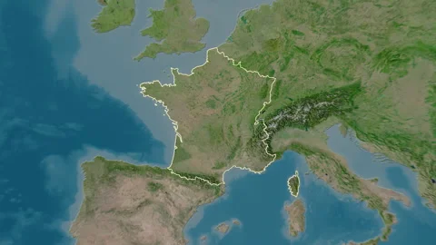 France map - solid. Border. Satellite. Stock Footage 147146664