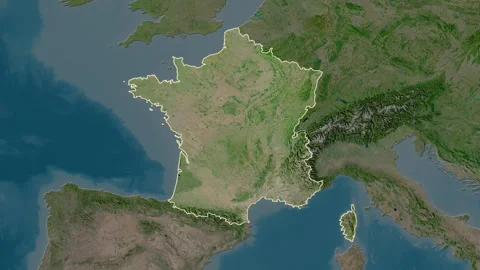 France map - solid. Border. Satellite. Stock Footage 273586550