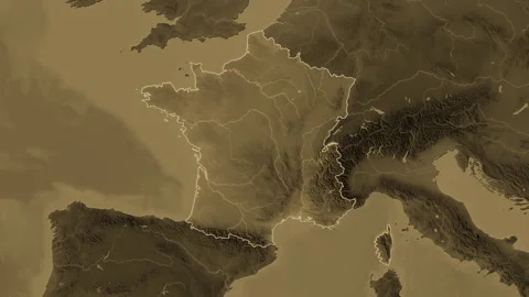 France map - solid. Border. Sepia. Stock Footage 273586670