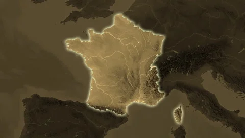 France map - solid. Glow. Sepia. Stock Footage 241820739