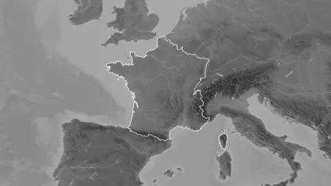 France map - solid. Regions. Grayscale. Stock Footage 147148391
