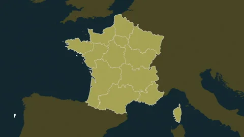 France map - solid. Regions. Pattern. Labels Stock Footage 176975240