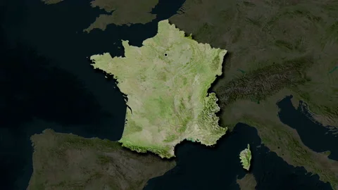 France map - solid. Shadow. Satellite. Stock Footage 147144101
