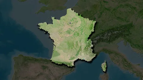 France map - solid. Shadow. Satellite. Stock Footage 147146235