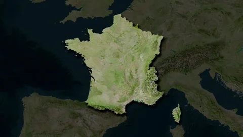 France map - solid. Shadow. Satellite. Stock Footage 273586473