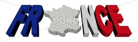 France map text with flag and population illustration Stock Illustration