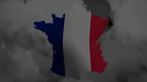 France map thunder and cloud cg background for negative image footage Video stock 10689153