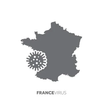 France map with a virus microbe. Illness and disease outbreak Stock Illustration