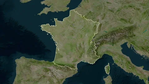 France map - zoom. Border. Satellite. Stock Footage 176976271