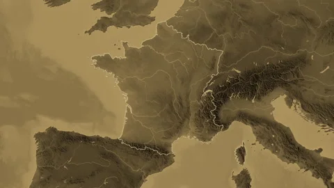 France map - zoom. Border. Sepia. Stock Footage 176976960