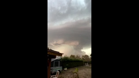France: Massive supercell cloud forms during severe weather outbreak in F... Stock Footage 343750899