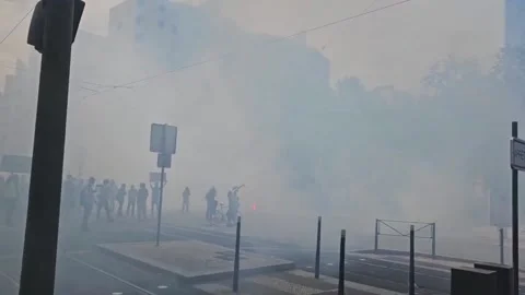France: May 8 Protests Against Macron  Visit To Lyon Turn Violent 3 Stock Footage 240744368