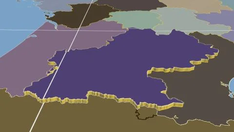 France - Midi-Pyrenees extruded on solid map Illustrazione stock
