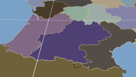 France - Midi-Pyrenees outlined on solid map Stock Illustration