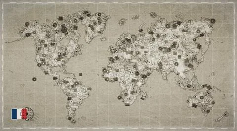 France Nice Stamp World Map Stock Illustration