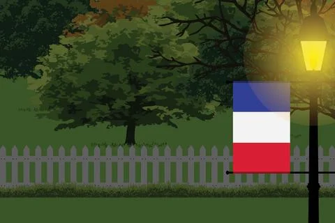 France Night Trees Lamp Vector Illustration Stock Illustration