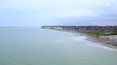 France Normandy White Cliffs Drone Stock Footage 315220502