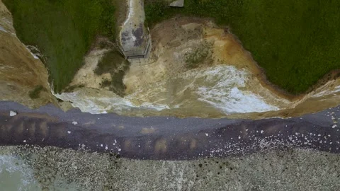 France Normandy White Cliffs Drone Stock Footage 315220591