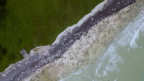 France Normandy White Cliffs Drone Stock Footage 315429283