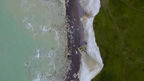 France Normandy White Cliffs Drone Stock Footage 315429299