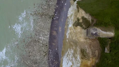 France Normandy White Cliffs Drone Stock Footage 315429333
