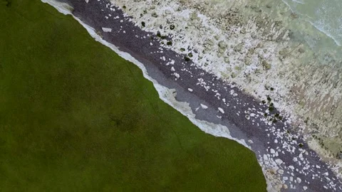 France Normandy White Cliffs Drone Stock Footage 315429380
