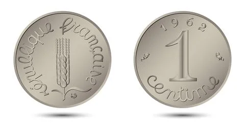 France one centime coin. Reverse and obverse of France one centime coin. France  Stock Illustration