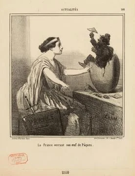 France opening its Easter egg. (Registered title) News. (Title of the whol... Stock Photos