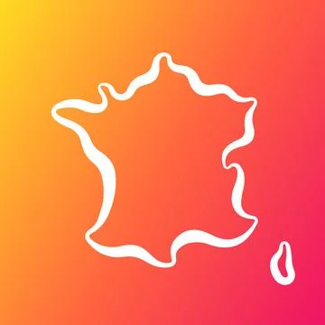 France - Outline Map on Gradient Background Stock Illustration