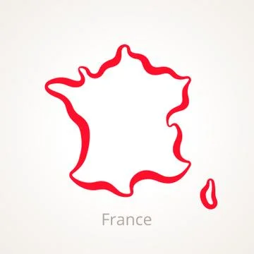 France - Outline Map Stock Illustration