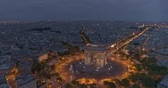 France Paris Aerial V55 Birdseye Panning View Above Arc De Triomphe Following Stock Footage